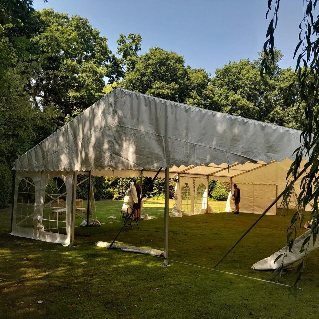 Event marquee with warm lighting